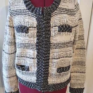 INC Sweater Black White Cotton Woven